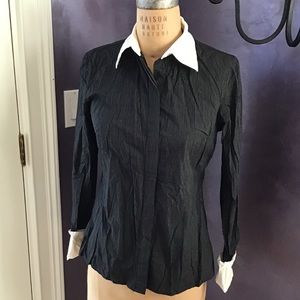 Pinstripe Button Down with White Collar & Sleeves